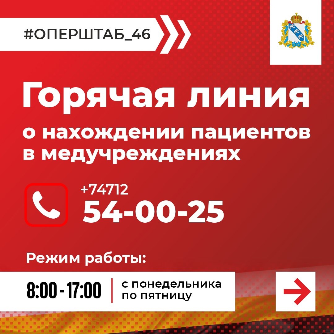 В Курской области доступна горячая линия о нахождении пациентов в медучреждениях..