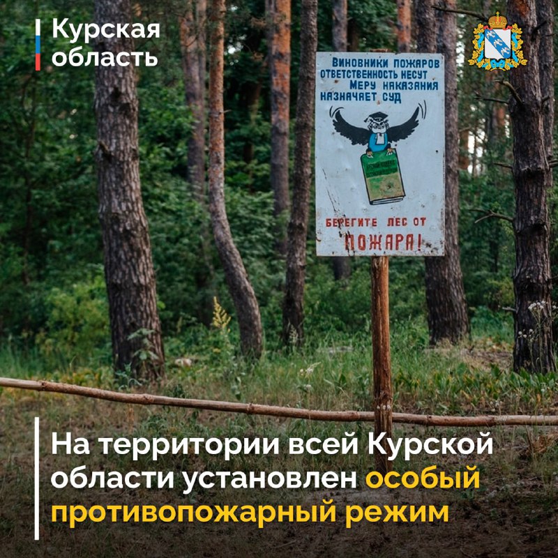 На территории всей Курской области установлен особый противопожарный режим.